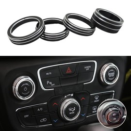 HiSport AC Climate Control Knob Cover Air Conditioner CD Switch Button Knob Compatible with Jeep Wrangler JL JLU Gladiator JT 4Pcs Black