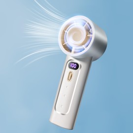 HomBreez Portable Handheld Fan, Speed(1-100) Adjustable Turbo Mini Portable Fan, 4000mAh Battery Rechargeable Small Handheld Fan, Personal Mini Fan with Digital Display for Camping, for Women, White