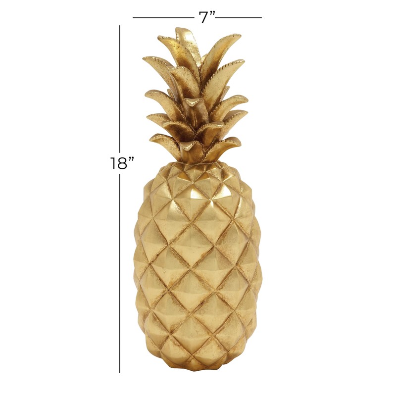 Deco 79 Polystone Fruit Decorative Sculpture Pineapple Home Decor Statue,