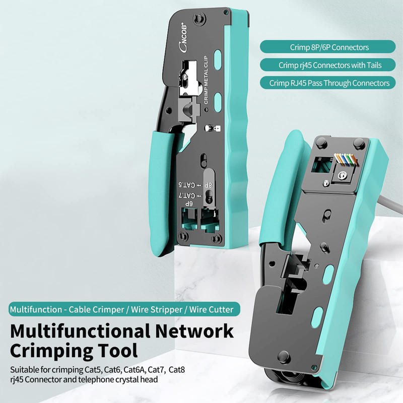 RJ45 Pass Through Crimp Tool, Ethernet Crimping Tool Kit All-in-one