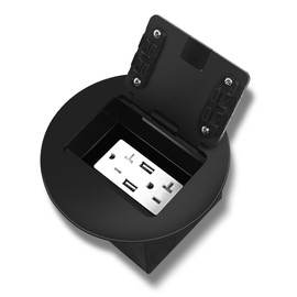 KYHSHJ Standard Outlets Recessed Circular Floor Socket Kit with 2 * 20A Receptacle，4.8A*2 USB-A Ports ，Corrosive Resistant Hardware,Black