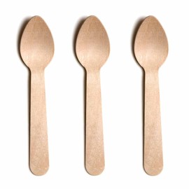 AMD Nexus Pack of 100 Wooden Disposable Spoons - Biodegradable & Plastic Free Wooden Teaspoons - Ideal for Wedding, Picnic, Party, Office Eco Friendly