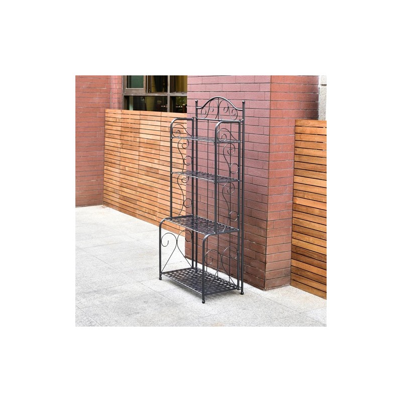 International Caravan Mandalay 4-tier Iron Folding Bakers Rack - Bronze