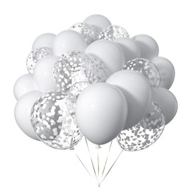 50pcs 12 inch White Confetti Balloons Helium Latex Balloons for Parties Decoration