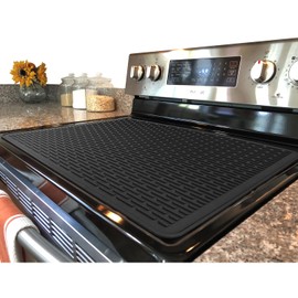 YUHFERA Stove Top Cover for Electric Stove - Silicone Stove Mat for Glass Top, Glass Cooktop Protector, XL Dish Drying Mats For Kitchen,Oven Covers for Electric Stove (Black,30 x 21)