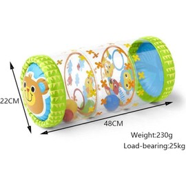 Crawling Tool, Rodillo Inflable para Gatear con Pelota y Campana, Herramienta de Entrenamiento Sensorial para Gatear (Verde)