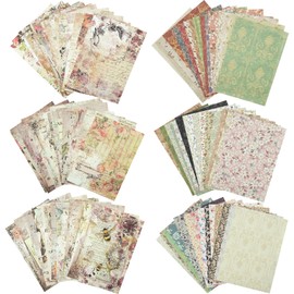 Mililanyo 200 Pcs Vintage Floral Scrapbook Paper & Textured Paper & Label Journaling Stickers Assorted Set Mixed Special Paper for Scrapbooking Planner Junk Journal Supplies
