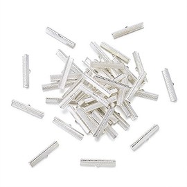 Silver Ribbon Ends 25x8mm Craftdady 50Pcs Bracelet Bookmark Pinch Crimp Clamp Cord End Fastener Clasps with 1mm Loop for Leather Suede Jewelry Making
