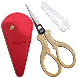HITOPTY Sewing Embroidery Scissors with Case for Needlework Craft Cross Stitch Threading Crocheting Paper Cutting
