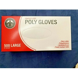 HERCULES POLY 500 PCS POLY GLOVES Single use FOOD CONTACT SAFE Cleaning Catering Beauty LARGE