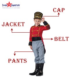 Dress Up America Circus Ringmaster Costume for Boys - Nutcracker Toy Soldier Costume for Kids - Greatest Showman Costume Set