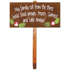 "My Family Eat From The Three Basic Food Groups" Wooden Garden Stake