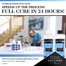 Counter Culture DIY Fast Set Epoxy Resin, 64 oz (Half Gallon) Kit, Quick Art Supplies for Coating, Casting, Geodes, Tabletop, Bar Top, Live Edge River Tables, Metallic Stains