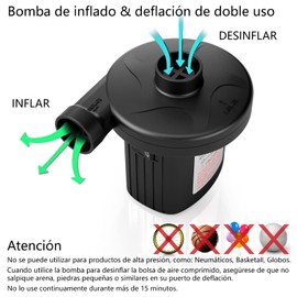 Jasonwell Bomba de Aire Eléctrica 2 en 1 Air Pump Adaptador de Corriente para Automóvil y Hogar Bomba para Inflar con Conector de Energía Alterna 110 240V para Sofá Inflable Colchón y Juguetes