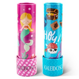 D-FantiX Classic Tin Kaleidoscope for Kids, 2 Pack Retro Toys - Educational Toys with Metal Body, Boy Girl Birthday Party Favors Decorations, Christmas Stocking Stuffer Gift