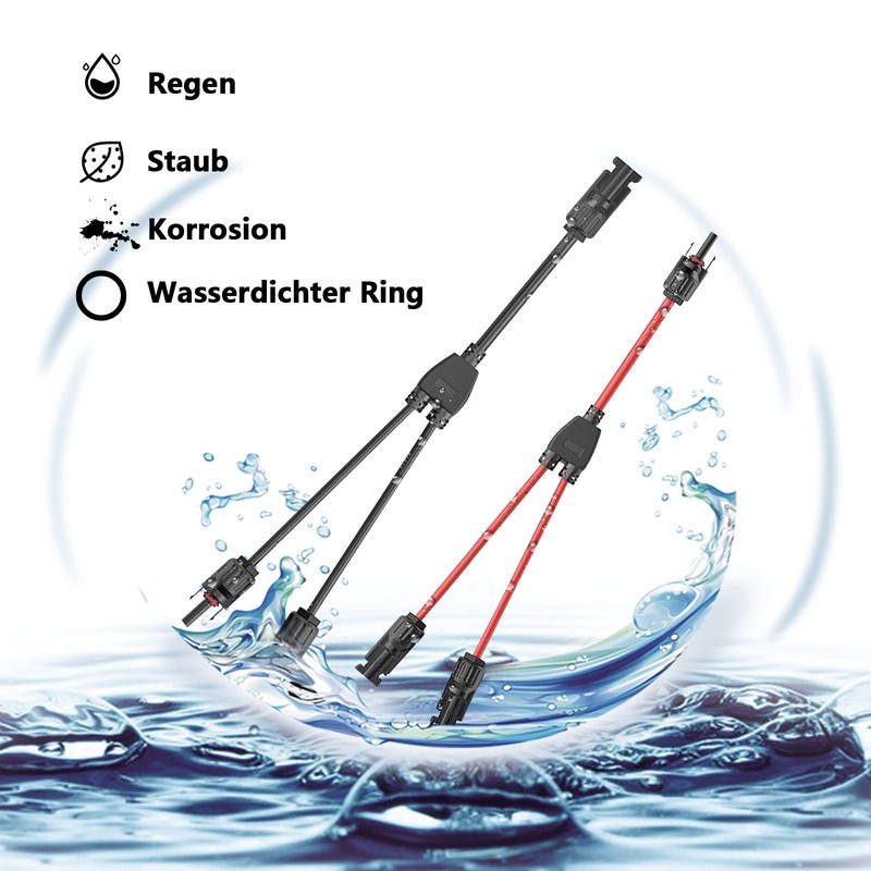 Solar Cable Y Splitter, 1Y2 Solar Panel Y Connector 10AWG