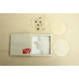 Coasters Foil Wood Boxed with 4 Piece Set Stylish Gift Made in Japan New Year 茶托