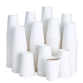 LITOPAK 240 Pack 12 oz Disposable Paper Coffee Cup, White Paper Hot Coffee Cups, Suitable for Party, Picnic, Travel, and Events