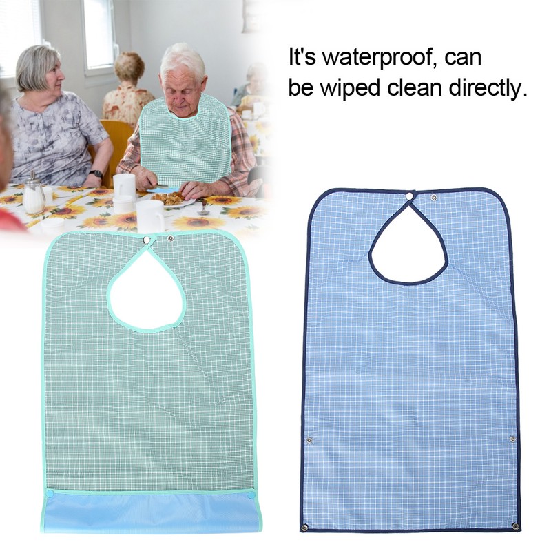 Adult Waterproof Mealtime Bib Double Layer Elder Dinning Clothes Protector