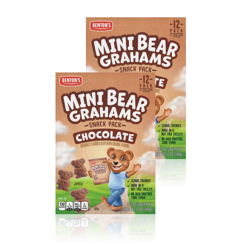 Benton’s Mini Cookie Snack Packs (2 Boxes, Chocolate Bear Grahams)