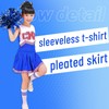 LOLANTA Girls’ Red & Blue Cheerleader Costume, Including Poms, Socks,