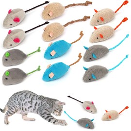 Dilightnews 12 Stück Katzenspielzeug Plüsch Maus, Katzenspielzeug mit Katzenminze Mäuse, interaktiv katzenspielzeug, Katzen kauspielzeug, fur Katze und Kitten Spielzeug für drinnen