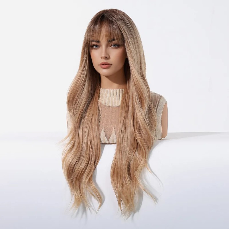 Pelucas De Mujer Dama Larga Y Ondulada Rubio Cabello Natural