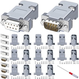 DAOKAI DB9 Connector Adapter Kit,9PIN RS232 Terminal Adapter Breakout Board,D-SUB Male/Female Solder Cup Connectors,DB9 Plastic Shell Cover(5PCS Male + 5PCS Female)