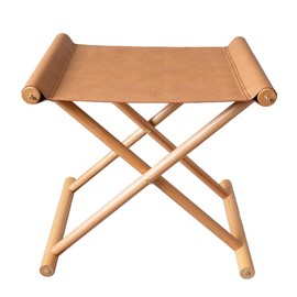 SORBARIA Vegan Soft Leather Solid Beech Wood Multipurpose Foldable Portable Foot Stool Vanity Stool Ottoman Stool or Freestanding Magazine Holder -Van Dyke Brown