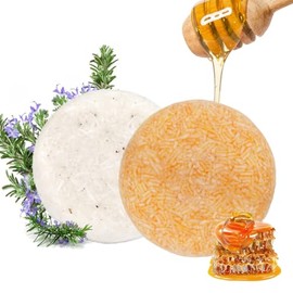 Barra de champú 100% natural para cabello, 2 piezas, champú sólido para cabello tratado seco dañado, esencia vegetal vegetariana que ayuda a detener l