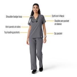 Carhartt Women's Knit Panel Scrub Top, Pewter