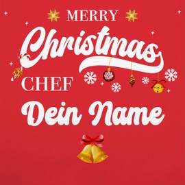 Geschenk mit Namen personalisiert by Shirtracer - Apron - Christmas Apron Adult - Merry Christmas Chef Gift Name, 5 Red