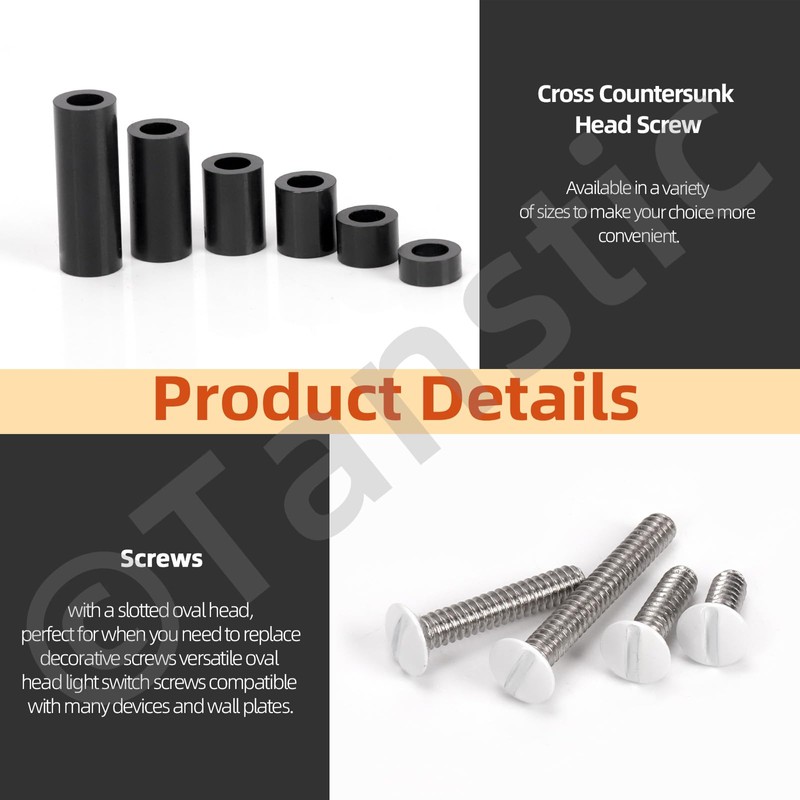 Tanstic Wall Plate Screws White Outlet Screws for DIY Home