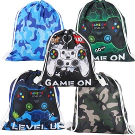YUEcthynous Video Game Drawstring Bag & Gym Bag Backpack - Waterproof Sports Bag with Adjustable Straps for Fitness, Travel, Beach | Large Capacity PE Material | Unisex Design for Adults, black, L