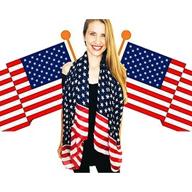 Shimmer Anna Shine USA American Flag Patriotic Scarf (Red White and Blue)