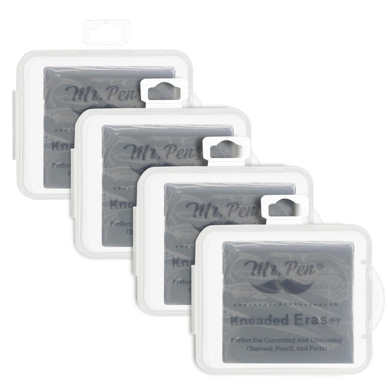Mr. Pen- Kneaded Erasers, 10 Pack with Clear Cases, Grey,