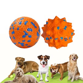 Karpic Popaws Tough Dog Toys for Aggressive Chewers & Teething Puppies, Bouncy Balls for Medium Dogs, Durable Pet Toys, Floating Dog Balls for Water Play (Orange-Blue-Set)