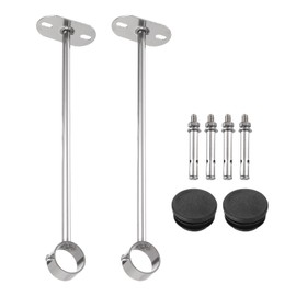 uxcell 2 Pcs Curtain Rod Brackets 32mm(1 1/4"） Stainless Steel Ceiling Closet Mount Holder Rod End Support Curtain Rod Flange Pole Socket with 2Pcs M6 Screws, Silver Tone