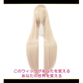 CaseEden 6169 Premium Smooth Straight Long Cosplay Wig, 39.4 inches (100 cm), Light Gold, Blonde Hair