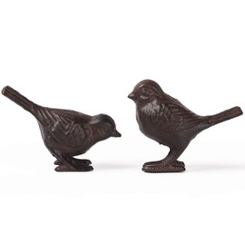 BRASSTAR Rustic Cast Iron Bird Statue Farmhouse Home Garden Decor Collectible Figurines Gift Replica Rust Color a Pair of Birds PTZD053