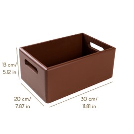 Creative Deco Brown Wooden Crate Fruit Box Basket 30 x 20 x 13 cm (+/-1 cm) with Handles without Lid Wooden Box Christmas for Documents Valuables Toys Tools
