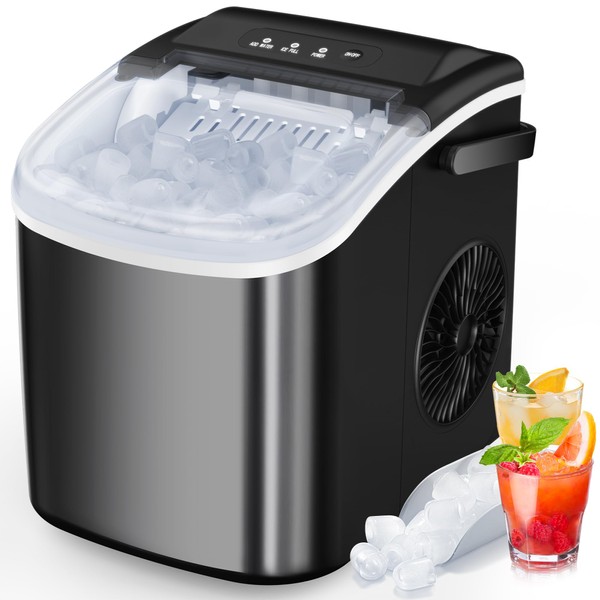 COWSAR Portable Countertop Ice Maker Machine with Self-Cleaning, 26.5lbs/24Hrs, 6