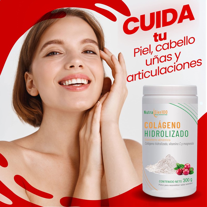 Nutrasien100 Colágeno Hidrolizado En Polvo Sin Azúcar Añadida Sabor Arándano