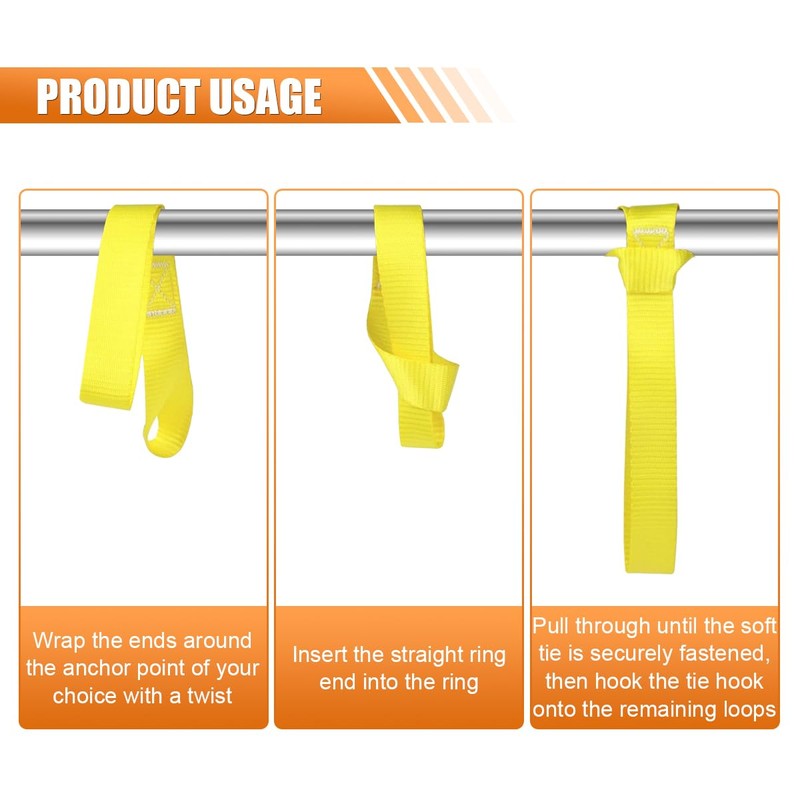 ZIMISI 8PCS Soft Loop Tie Down Straps, 1"x 12" Loop