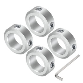 sourcing map Set Screw Shaft Collar for 16mm Shaft, 4pcs Clamping Collars 26mm OD, 10mm Thickness, Aluminum Alloy Clamp-On Collar with M6 Set Screws and a Wrench