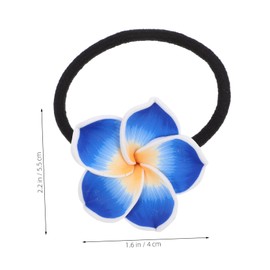 Healvian 12PCS Plumeria Flower Hair Bands for Women Ceramic Material Hair Ties with Black Rubber Floral Elastic Ponytail Holders for Wedding Beach Party Accessories