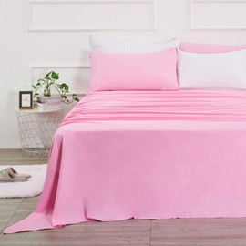 Best Season 400 Thread Count Cotton Queen Size Sheet Set (Pink Color) 4 Piece - 100% Long Staple Cotton Sheets Set, Soft Cotton Bed Sheets Sets with Deep Pocket fit Upto 16 inch