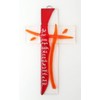 Glaskreuz rot mit Text "Gott hat…" ca. 20x12cm