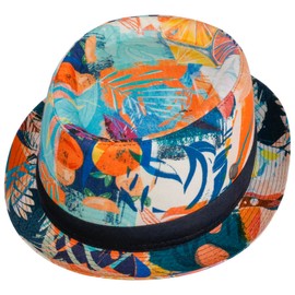 LIERYS Volcaro Pork Pie Linen Hat - Summer Sun Hat with Fabric Trim - Made in Italy - Unisex Spring/Summer, Colourful