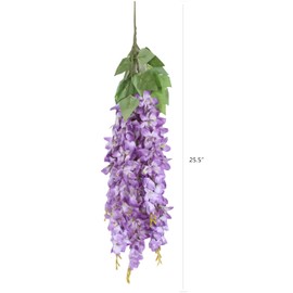 Duovlo Silk Wisteria Flower Artificial 2.13 Feet Hanging Wisteria Vine Fake Flower Bush String Home Party Wedding Decoration,Pack of 4 (Purple)